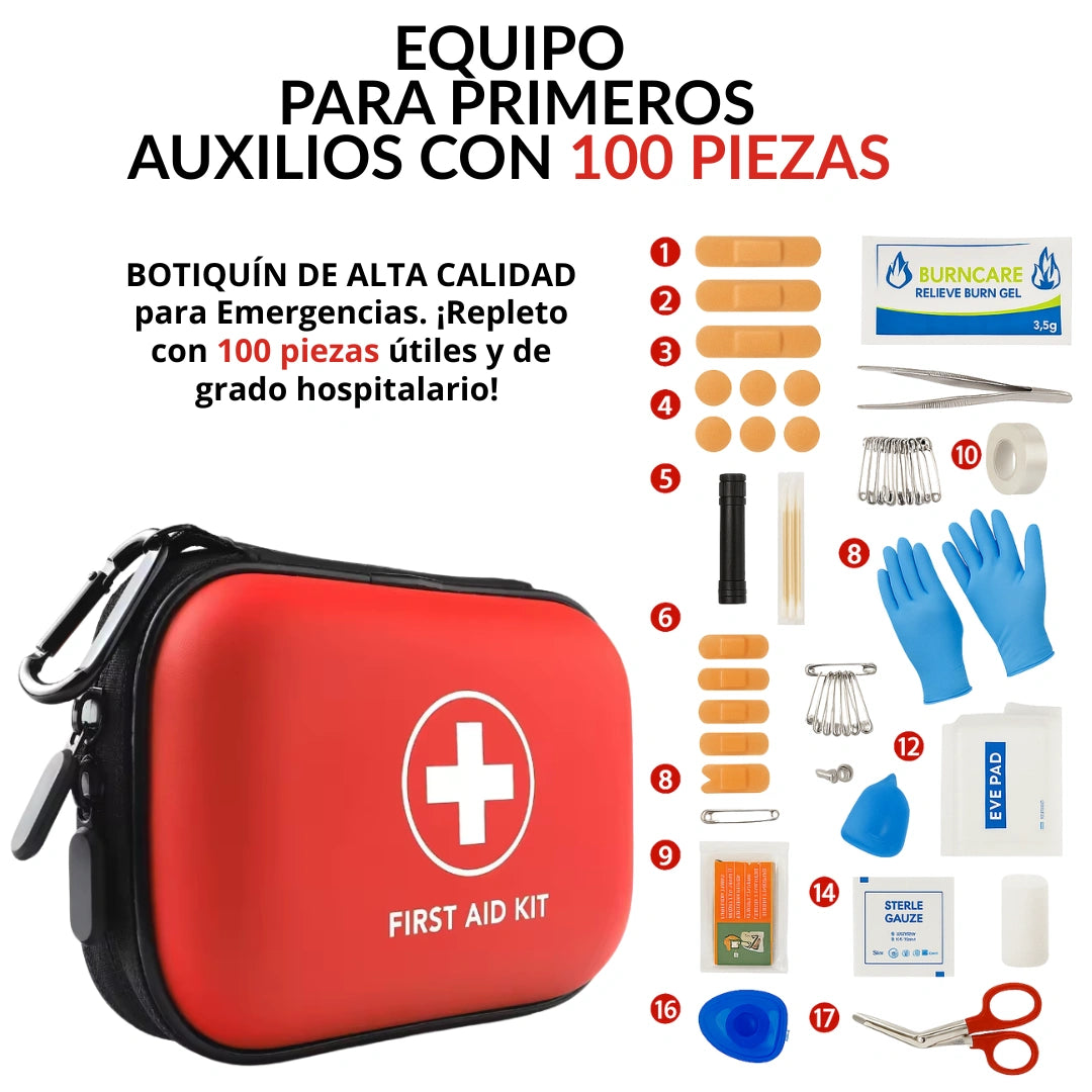 Botiquín de Emergencia para Viajes con 120 Utensilios